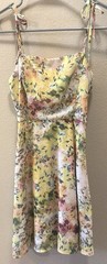 FULL TILT Yellow Floral Spaghetti Strap Smocked Back Sundress Short XS