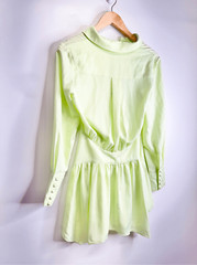 GRLFRND Mini Dress Extra Small Button Down Long Sleeve Lime Green