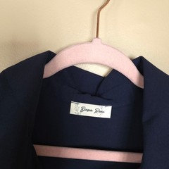 Beeson River Short Sleeve Collared Drop Waist Bubble Hem Mini Dress in Navy XL