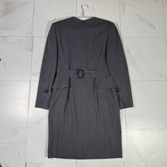 USED DIOR ANCHOR BUTTON PEPLUM SUIT-STYLE DRESS WITH LOGO BUCKLE GOOD