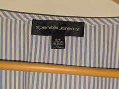 Spense Jeremy Womens 8 Blue White Stripe Embroidered Dress Bell Sleeve Cotton