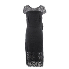 Kensie NEW $99 Sz M Black on Black Lace Overlay Nylon Spandex Poly Dress