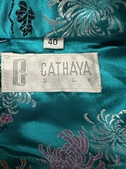 Cathaya Silk Green Japanese Kimono Cheongsam Long Dress Size Small