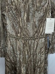 NWT Mac Duggal [ 10 ] 79261 Sequin Long Sleeve Bateau A-Line Gown Mocha G1298
