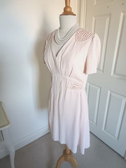 TOPSHOP VINTAGE STYLE MINI DRESS SHORT PUFF SLEEVES SIZE 10 12 WEDDING 40&rsquo;s