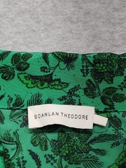 Scanlan Theodore Women Midi Dress 6 Green Black Botanical Tie Detail Logo Casual