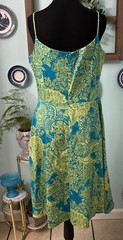 Classic Feminine Jessica Howard Fit & Flare Turquoise/Lime Green Dress Size 12