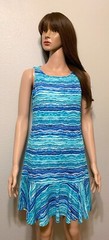 Tommy Bahama Turquoise Blue Fronds Flounce Hemline Sleeveless Dress Size S