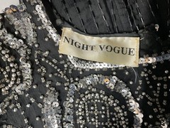 Night Vogue Dress Women’s Black Sequin Beaded Lined Back Slit & Zip Sz M -B26
