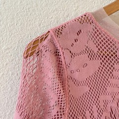 Jean Paul Gaultier Y2K Soleil Lace Mesh Bodycon Mini Dress L Pink Floral Italy