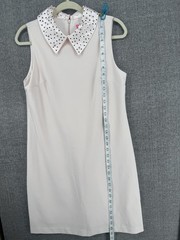 Betsey Johnson Pink Sleeveless Shift Dress 6 Collared Short Beaded Sequin