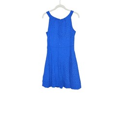 Covington Royal Blue Eyelet Lace Fit & Flare Dress Womens 10 Halter Neck