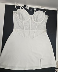 ​Fashion Nova Jamie Corset Lace Mini Dress White Size M NWT