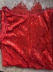 Vtg Charades Chicago red Flapper Sequin Fringe Dress Size Small HTF