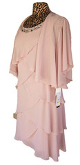 New Layered Look Embellished Neckline Special Occasion Dress W/ Shawl Sz. 14