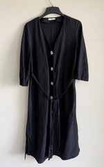 Mango Linen Blend Shirt Dress Belted Button Front Black Size L Resort Vacation