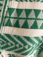 Devotion Green and White Embroidered Cotton Tunic Dress Bell Sleeve Greek Boho