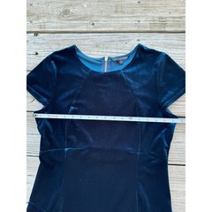 Felicity & Coco Vista Velvet Midi Blue Dress Scoop Neck Knee Length Sz XL