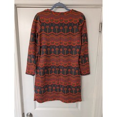 Boden Grey Orange Abstract Geometric Knit Shift Dress 6R mod retro 60s artsy