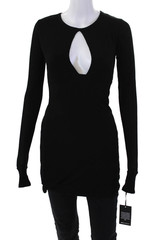 Michael Lauren Womens Stretch Long Sleeve Knit Bodycon Mini Dress Black Size S