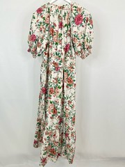 BY ANTHROPOLGIE Size L Green Floral Women Somerset Maxi Puff Sleeve Cotton Dress
