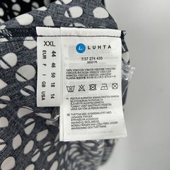 LUHTA Black White Polka Dot Lightweight Button Up Waist Tie Midi Dress Size XXL