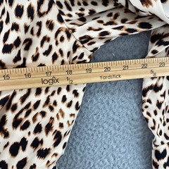 En Creme Dress Womens Medium Beige Animal Print Wrap Collar Long Sleeve Blouson
