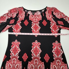 Inc. Black Floral Polyester Round Neck 3/4 Sleeve Sheath Thigh Length Dress Sz L