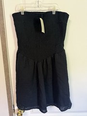 Universal Thread Women&rsquo;s Strapless Smocked Mini Dress Solid Black Cotton Size L