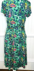 NWT Boden Amelie Dress Size 6 Green Paisley Print Stretch Jersey Midi Pockets
