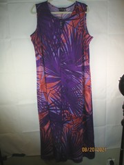 NWT Antthony Purple/Orange Palm Print Poly/Span. Petite Maxi Dress M7 – Size P1X