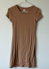 Wilfred Free Aritzia Brown T-Shirt Mini Dress Short Sleeve Crew Neck Size S
