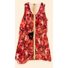 NWT Sundance, Women&rsquo;s, Red Floral, Silk, V-Neck, Tie Waist, Dress Size 10