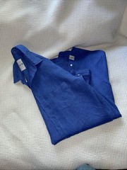 Frank & Eileen Mary Linen Shirt Dress XS Blue Long Sleeve Button Front Luxury