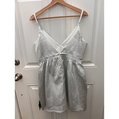 Lulus Silver Metallic Textured Mini Dress Surplice V-Neck Cocktail Party Large