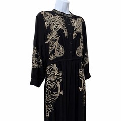 Solitaire Womens Embroidered 3/4 Sleeve Maxi Dress Size XL Black Boho Trad Wife