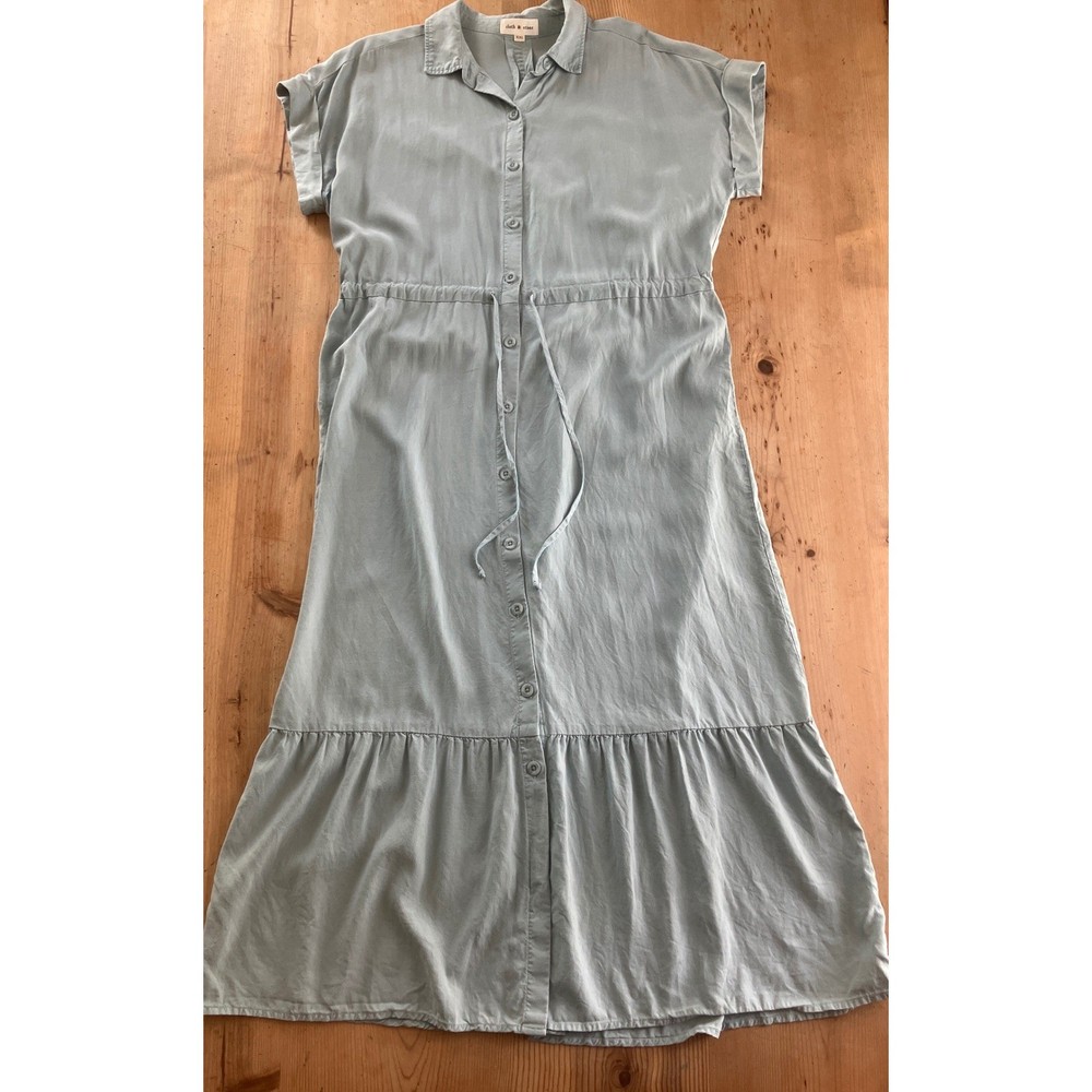 Cloth & Stone Blue Tencel Lyocell Button Front Midi Shirt Dress XXL Women