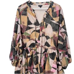 Torrid Colorful Clip Dot Chiffon Keyhole 3/4 Sleeve Dress Size 4X Office Teacher