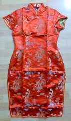Women&rsquo;s Cheongsam Long Dress Short Sleeve Chinese Retro Style Dress Size XL New