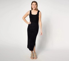 Barefoot Dreams Petite CozyChic Ultra Lite Ribbed Dress Black 2X New