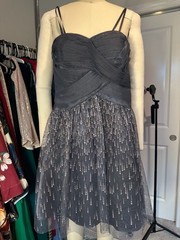 Cache Gray Ruched Tulle and Sequin Embellished Party Dress