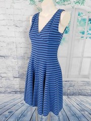 NWT Peter Som for DesigNation Blue Striped Empire Waist Fit & Flare Dress – 6