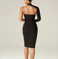 Aliava Chic and sophisticated Dasha Modern Midi Wedding Guest Dress Black Large