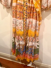 ALoveA Stunning designer dress multicolor print, mandarin collar, tie waist nwt