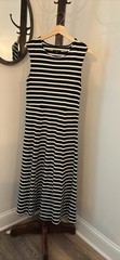 J.Crew Stripe Cotton Fit And Flare Dress Midi Maxi Black FREE SHIPPING Sleeveles