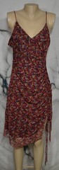 BCBGENERATION Black Multicolor Floral Spaghetti Strap Ruched Dress 14 Asymmetric