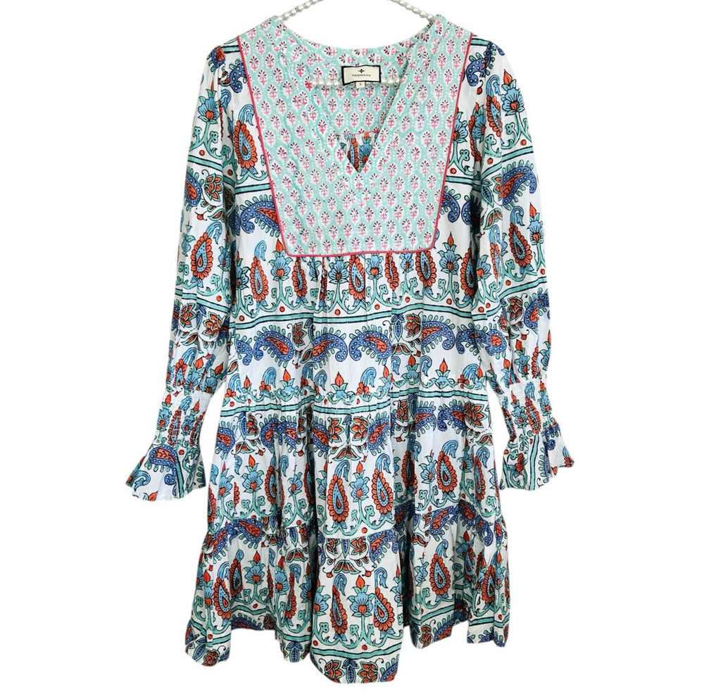 Tuckernuck Kenzo Dress Small Boho Cottage Festival Mini Paisley Ruffle Vacation￼