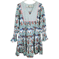 Tuckernuck Kenzo Dress Small Boho Cottage Festival Mini Paisley Ruffle Vacation￼