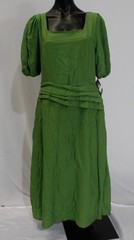 Gloss Women&rsquo;s Pleated Waist Puff Sleeve Maxi Dress MS7 Green Medium NWT