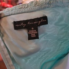City Triangles Mint Green Lace Tulle Fit Flare Party Dress 9 Metallic Prom Mesh